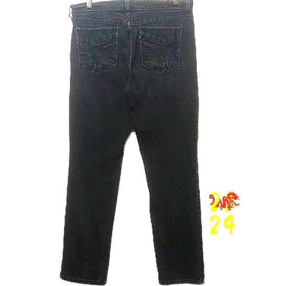 Levi’s Jeans 505 Straight High Rise Women 12 Medium Fit 34x29 Mid Black Distress - Picture 2 of 15